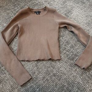 Sincerely Jules Brown Ribbed Long Sleeve Top